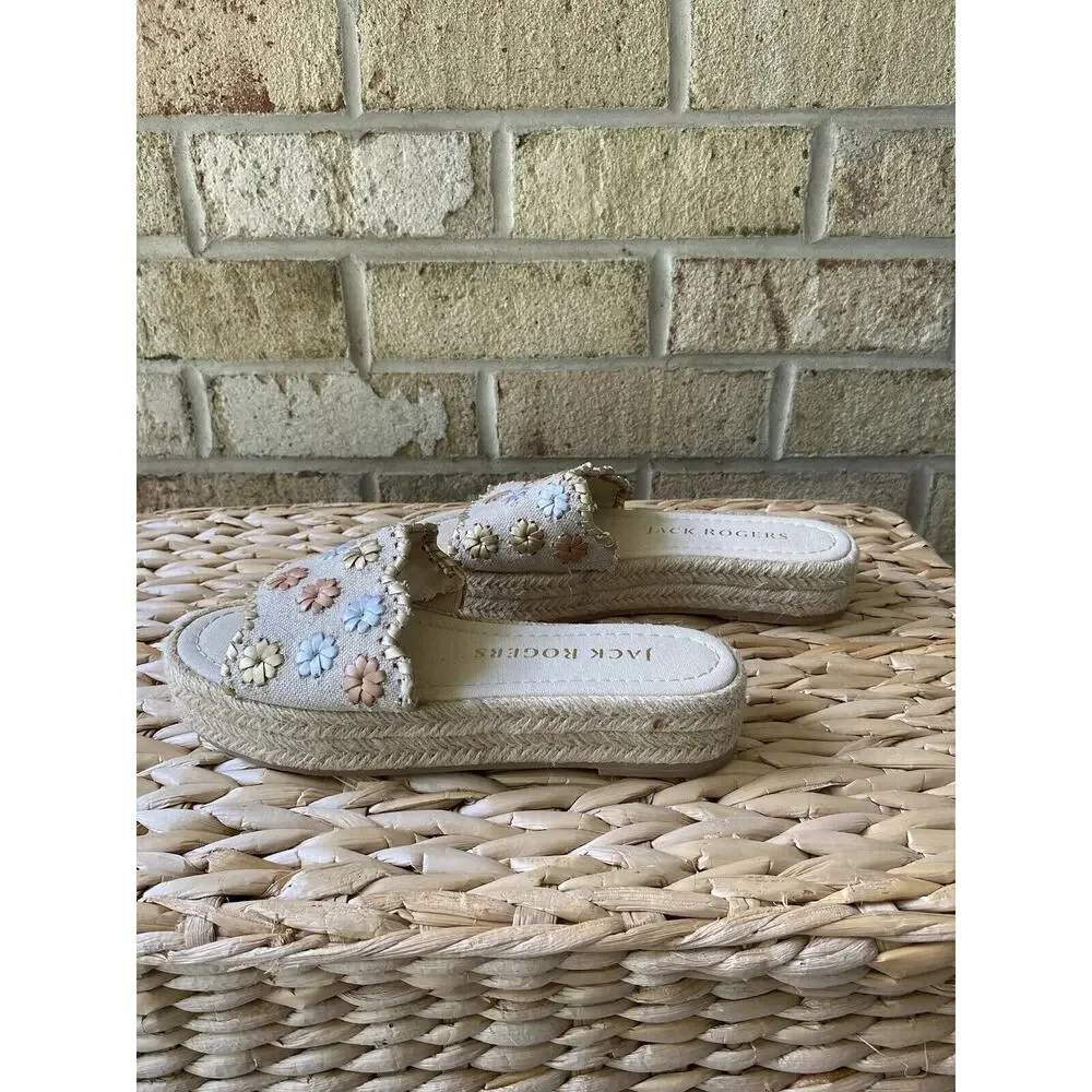 Jack Rogers Palmer Platform Wedge Espadrille Weave Sandal Slip On Metallic 5.5